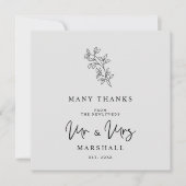 MR & MRS Wedding Black Fancy Minimalist Branches  Bedankkaart (Voorkant)