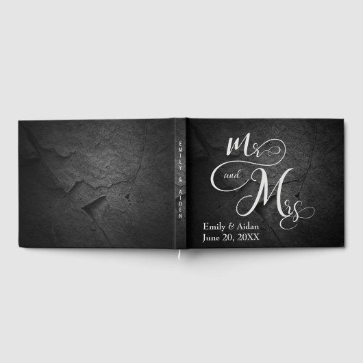 Mr. & Mrs. Wedding Black Slate Stone Gastenboek (Volledig)