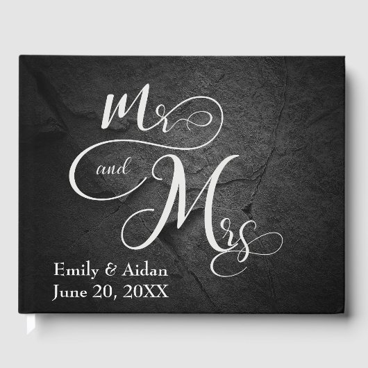 Mr. & Mrs. Wedding Black Slate Stone Gastenboek (Voorkant)