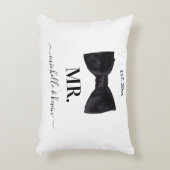 Mr. & Mrs Wedding Black & White Accent Kussen (Voorkant(Verticaal))