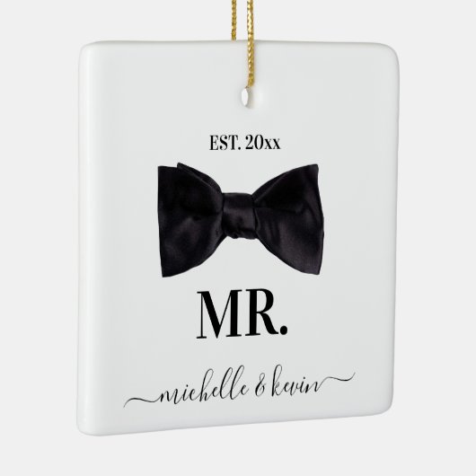 Mr. & Mrs Wedding Black & White Keramisch Ornament (Rechts)