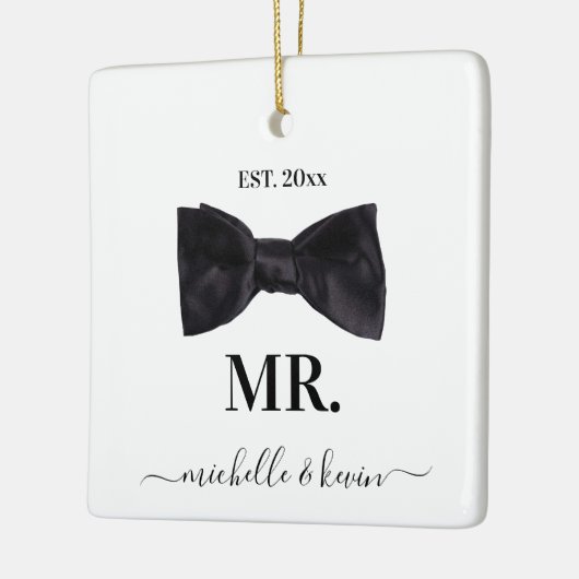 Mr. & Mrs Wedding Black & White Keramisch Ornament (Links)