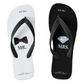 Mr. & Mrs Wedding Black & White Teenslippers (Voetbed)
