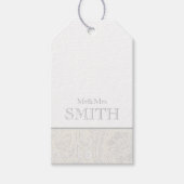 Mr & Mrs Wedding Cadeauverpakking Label Grijs Wit  Cadeaulabel (Voorkant)