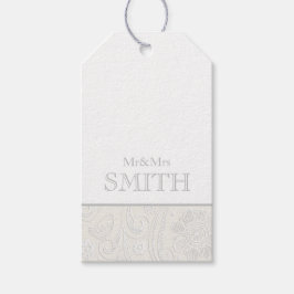 Mr & Mrs Wedding Cadeauverpakking Label Grijs Wit  Cadeaulabel
