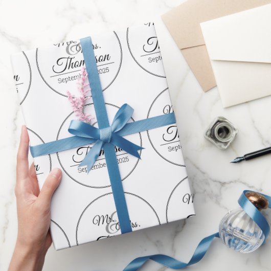 Mr. & Mrs Wedding Celebration Date Cadeaupapier (Geschenken)