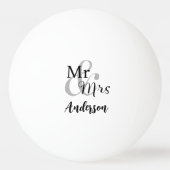 Mr & Mrs Wedding Couple Custom Surname Pingpongbal (Voorkant)