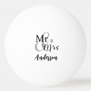 Mr & Mrs Wedding Couple Custom Surname Pingpongbal