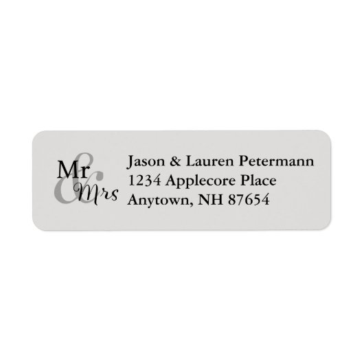 Mr & Mrs Wedding Couple (grijs) Label (Voorkant)