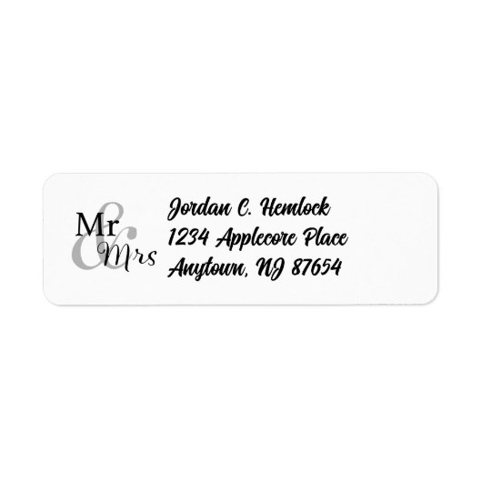 Mr & Mrs Wedding Couple Return Address Label (Voorkant)