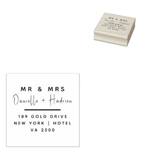 Mr & Mrs Wedding Custom Retour Adres Rubberstempel