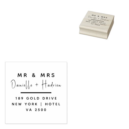 Mr & Mrs Wedding Custom Retour Adres Rubberstempel (Gestempeld)