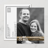 Mr & Mrs Wedding Dank u kaart - Bruin (Voorkant / Achterkant)