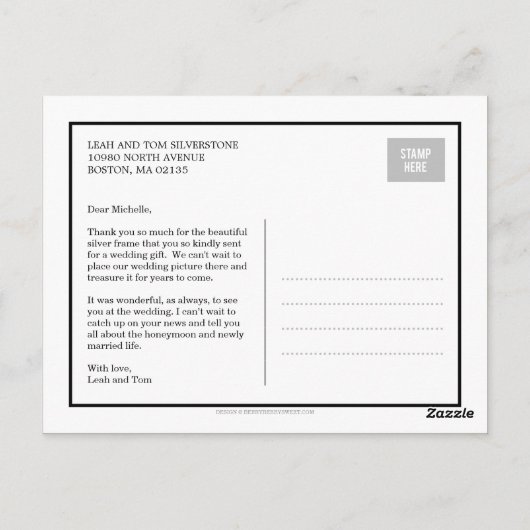 Mr & Mrs Wedding Dank u kaart - Bruin (Achterkant)