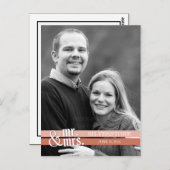 Mr & Mrs Wedding Dank u kaart - Peach (Voorkant / Achterkant)