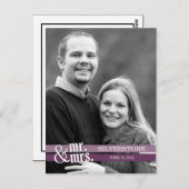 Mr & Mrs Wedding Dank u kaart - Plum (Voorkant / Achterkant)