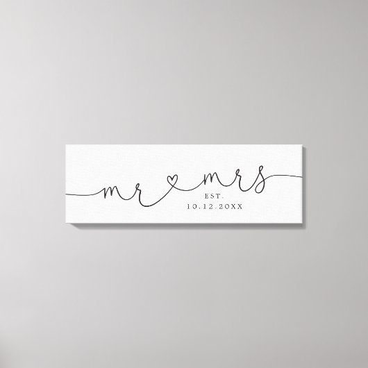 Mr Mrs Wedding Date Keepsake Canvas Afdruk (Voorkant)