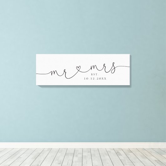 Mr Mrs Wedding Date Keepsake Canvas Afdruk (Insitu (Houten vloer))