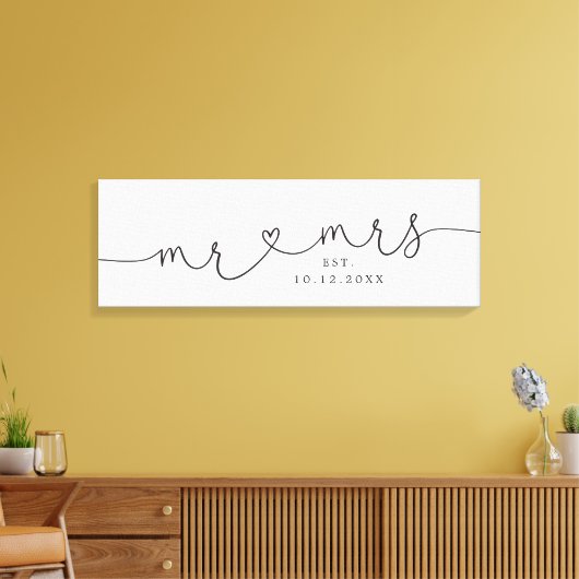 Mr Mrs Wedding Date Keepsake Canvas Afdruk (Insitu (Woonkamer))