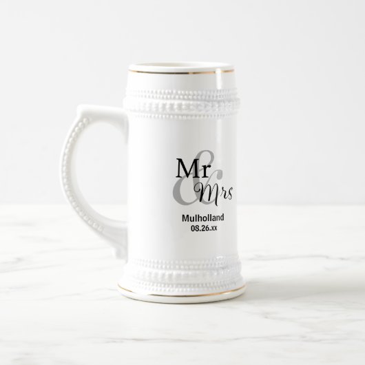 Mr & Mrs Wedding Date met Bride & Groom Names Bierpul (Links)