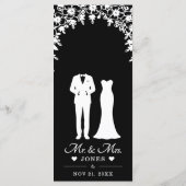 Mr & Mrs Wedding Dress Tuxedo Floral Arch Menu (Achterkant)