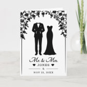 Mr & Mrs Wedding Dress Tuxedo Floral Arch Photo Programma (Voorkant)