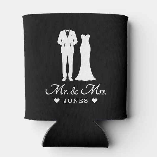 Mr & Mrs Wedding Dress Tuxedo Newlywed Couple Blikjeskoeler (Achterkant)