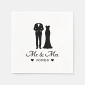 Mr & Mrs Wedding Dress Tuxedo Newlywed Couple Servet (Voorkant)