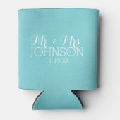 Mr & Mrs Wedding Favor - Pastel Blauwgroen Blue Blikjeskoeler (Voorkant)