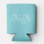 Mr & Mrs Wedding Favor - Pastel Blauwgroen Blue Blikjeskoeler (Achterkant)