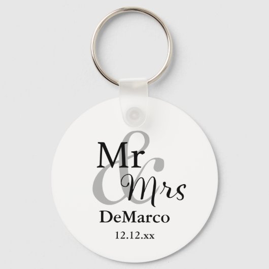 Mr & Mrs Wedding Favor Sleutelhanger Naam/Datum Fo (Voorkant)