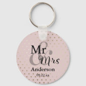 Mr & Mrs Wedding Favor Sleutelhanger Naam/Datum Ro (Voorkant)