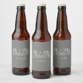 Mr & Mrs Wedding Favoriet - Minimalist Grey Bier Etiket (Flessen)
