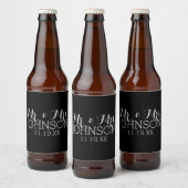 Mr & Mrs Wedding Favoriet - Minimalistisch Zwart W Bier Etiket (Flessen)