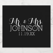 Mr & Mrs Wedding Favoriet - Minimalistisch Zwart W Bier Etiket (Enkel label)