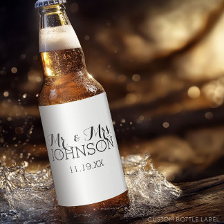 Mr & Mrs Wedding Favoriet - Minimalistisch Zwart W Bier Etiket