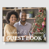 Mr & Mrs Wedding Foto Elegant Script Gastenboek (Voorkant)