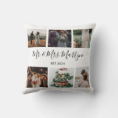 Mr & Mrs Wedding Fotocollage Gepersonaliseerd Kussen (Achterkant)