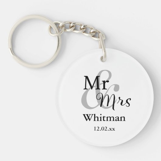 Mr & Mrs Wedding Gepersonaliseerde Sleutelhanger N (Voorkant)