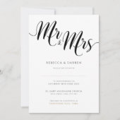Mr & Mrs Wedding Invitation Black & White Kaart (Voorkant)