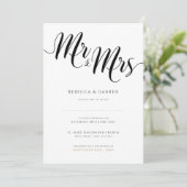 Mr & Mrs Wedding Invitation Black & White Kaart (Staand voorkant)