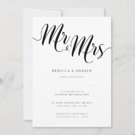 Mr & Mrs Wedding Invitation Black & White Kaart