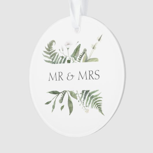 Mr & Mrs Wedding Keepomwille Greenery Ornament (voorkant)