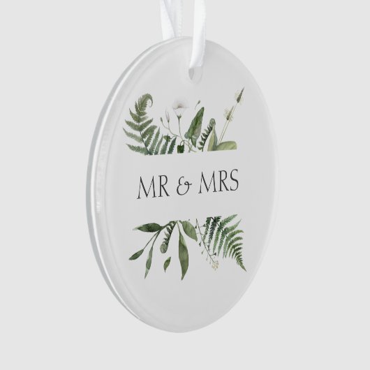 Mr & Mrs Wedding Keepsake Greenery Ornament (voorkant)