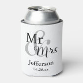 Mr & Mrs Wedding met naam en datum Blikjeskoeler (Blikje Voorkant)