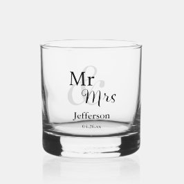 Mr & Mrs Wedding met naam en datum Whisky Glas
