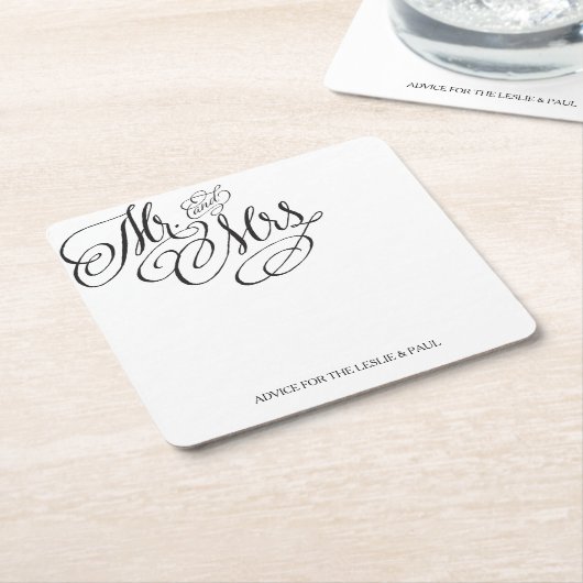 Mr & Mrs Wedding Onderzetter (Schuin)