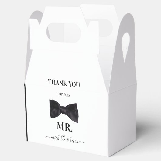 Mr. & Mrs Wedding Party Black & White Bedankdoosjes (Geopend)