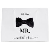Mr. & Mrs Wedding Party Black & White Groot Cadeauzakje (Voorkant)