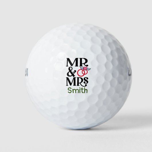 Mr & Mrs Wedding Party Gift Golf Balls Golfballen (Voorkant)